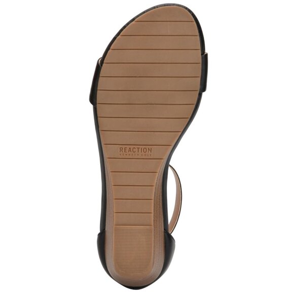 NWT Kenneth Cole Womens Great Viber Faux Leather Wedge Wedge Sandals Black 8M - Picture 5 of 12